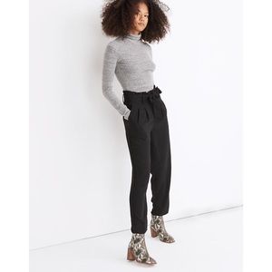 Madewell Drapey Paperbag High-Waist Pant, Black